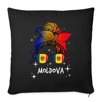 Moldova - Sofa pillowcase 17,3'' x 17,3'' (45 x 45 cm) - black - Front