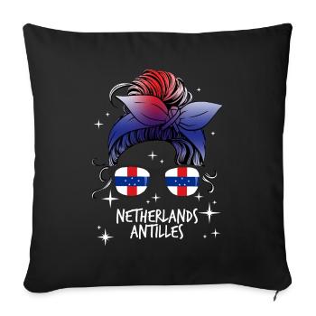 Netherlands Antilles - Sofa pillowcase 17,3'' x 17,3'' (45 x 45 cm) - black - Front