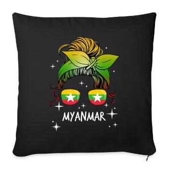 Myanmar - Sofa pillowcase 17,3'' x 17,3'' (45 x 45 cm) - black - Front