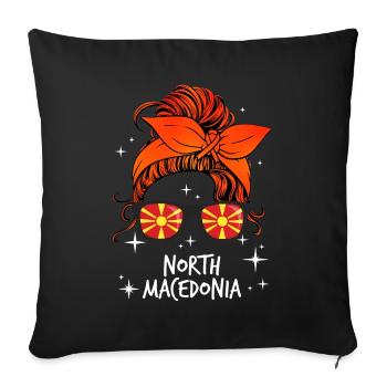 Macédoine du Nord - Housse de coussin décorative 45 x 45 cm - noir - Devant