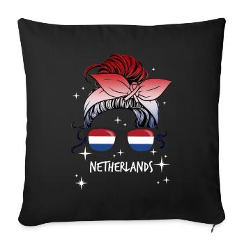 Netherlands - Sofa pillowcase 17,3'' x 17,3'' (45 x 45 cm) - black - Front