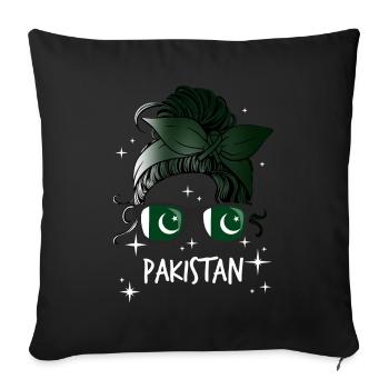 Pakistan - Sofa pillowcase 17,3'' x 17,3'' (45 x 45 cm) - black - Front