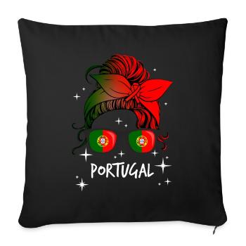 Portugal - Housse de coussin décorative 45 x 45 cm - noir - Devant