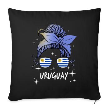 Uruguay - Sofa pillowcase 17,3'' x 17,3'' (45 x 45 cm) - black - Front