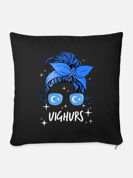 Uiguren - Sofakissenbezug 45 x 45 cm - Schwarz