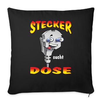 FD - Stecker sucht Dose - Elektriker Sex Fun - Sofakissenbezug 45 x 45 cm - Schwarz - Vorne