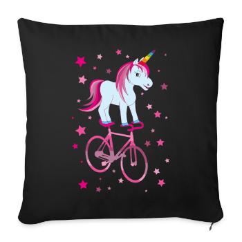 Cyclisme artistique, cyclisme artistique, cyclisme en salle, licorne - Housse de coussin décorative 45 x 45 cm - noir - Devant