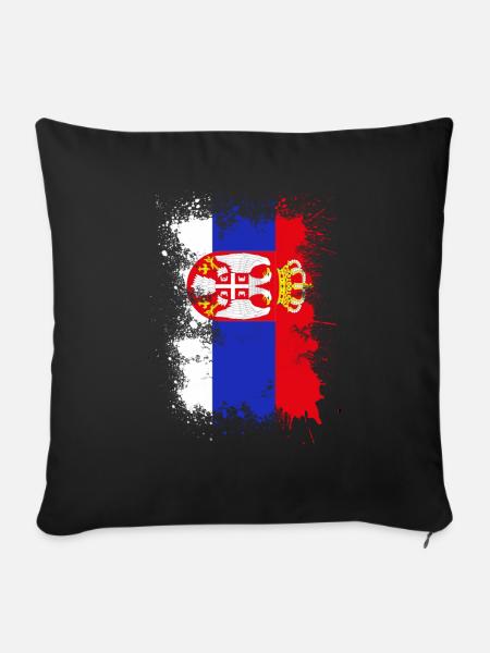 Serbien Flagge Farbfleck - Sofakissenbezug 45 x 45 cm - Schwarz
