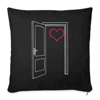 Open door on my heart (white) - Sofa pillowcase 17,3'' x 17,3'' (45 x 45 cm) - black - Front