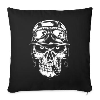tête de mort 03 moto mal mort mort shirt - Housse de coussin décorative 45 x 45 cm - noir - Devant