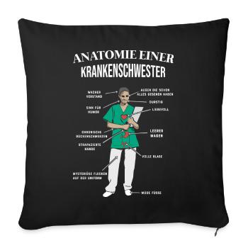 Anatomie einer Krankenschwester - Sofakissenbezug 45 x 45 cm - Schwarz - Vorne