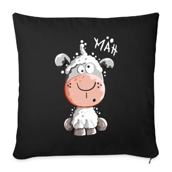 Drolliges Schaf - Schafe - Lamm - Fun - Sofakissenbezug 45 x 45 cm - Schwarz - Vorne