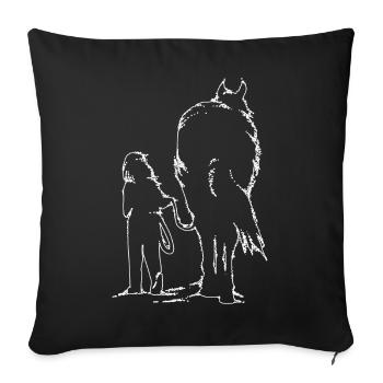 Girl with Horse Pferd - Sofa pillowcase 17,3'' x 17,3'' (45 x 45 cm) - black - Front