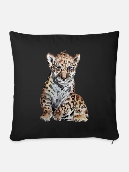 Jaguar Baby - Sofakissenbezug 45 x 45 cm - Schwarz