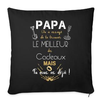 Idée cadeau papa fan de détection - Housse de coussin décorative 45 x 45 cm - noir - Devant