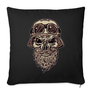 Skull with beard and helmet - Sofa pillowcase 17,3'' x 17,3'' (45 x 45 cm) - black - Front
