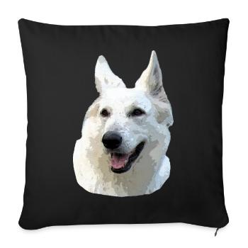 White Shepherd - Sofa pillowcase 17,3'' x 17,3'' (45 x 45 cm) - black - Front