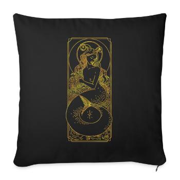 Zodiac sign - Capricorn - Line - gold - Sofa pillowcase 17,3'' x 17,3'' (45 x 45 cm) - black - Front