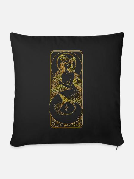 Sternzeichen - Steinbock - Linie - gold - Sofakissenbezug 45 x 45 cm - Schwarz