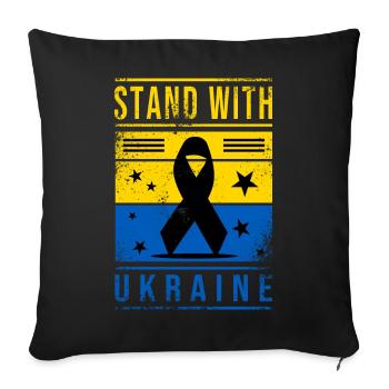 Ukraine Flagge mit Friedenszeichen - Sofakissenbezug 45 x 45 cm - Schwarz - Vorne