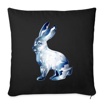 Lapin en verre coloré en verre - Housse de coussin décorative 45 x 45 cm - noir - Devant