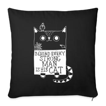 Derrière chaque homme fort se trouve son chat... catlove - Housse de coussin décorative 45 x 45 cm - noir - Devant