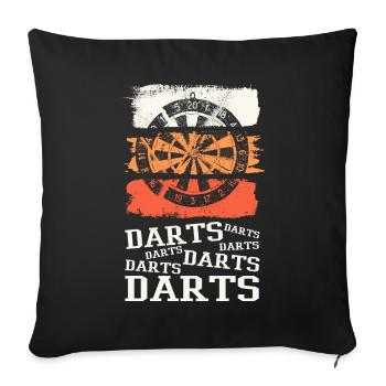 Fléchettes, jeu de fléchettes, jeu de fléchettes, fléchettes, joueurs de fléchettes - Housse de coussin décorative 45 x 45 cm - noir - Devant