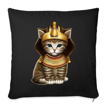 Chat pharaon égyptien - Housse de coussin décorative 45 x 45 cm - noir - Devant