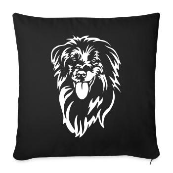 Berger des Pyrénées Head « Black Edition » - Housse de coussin décorative 45 x 45 cm - noir - Devant