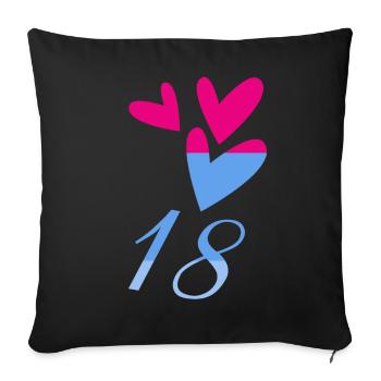 18. 18 YEARS OLD. 18th ANNIVERSARY. BIRTHDAY 18 YEARS. - Sofa pillowcase 17,3'' x 17,3'' (45 x 45 cm) - black - Front