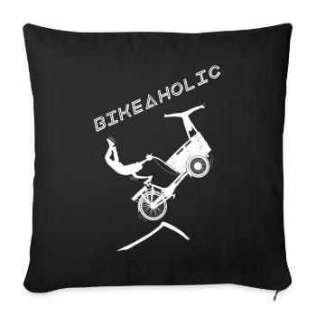 Bikeaholic load wheel white - Sofa pillowcase 17,3'' x 17,3'' (45 x 45 cm) - black - Front