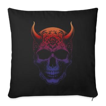 Totenkopf mit Hörnern - Sofakissenbezug 45 x 45 cm - Schwarz - Vorne