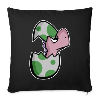 Dinosaure oeuf Dino bébé Motif - Housse de coussin décorative 45 x 45 cm - noir - Devant