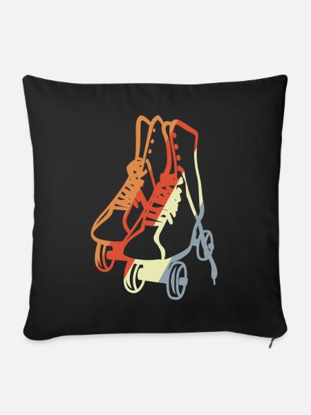 Vintage Rollschuhe - Sofakissenbezug 45 x 45 cm - Schwarz