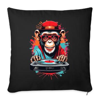Monkey DJ - Sofa pillowcase 17,3'' x 17,3'' (45 x 45 cm) - black - Front