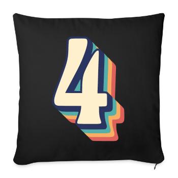 T-Shirt rétro vintage numéro quatre 4 Vier Quattro - Housse de coussin décorative 45 x 45 cm - noir - Devant