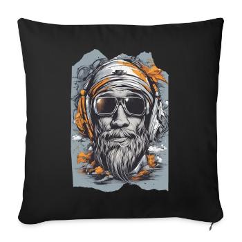 Beats & Beards Fusion Music Lover Sunglasses - Sofa pillowcase 17,3'' x 17,3'' (45 x 45 cm) - black - Front
