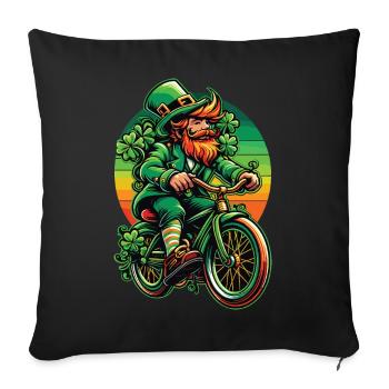 St. Patrick's Day Leprechaun Fahrraddesign - Sofakissenbezug 45 x 45 cm - Schwarz - Vorne