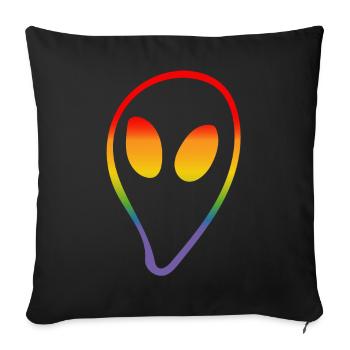 arc-en-ciel extraterrestre LGBTQI lgbt tshirt - Housse de coussin décorative 45 x 45 cm - noir - Devant