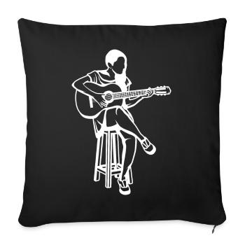 Guitar Girl Drawing - Sofa pillowcase 17,3'' x 17,3'' (45 x 45 cm) - black - Front