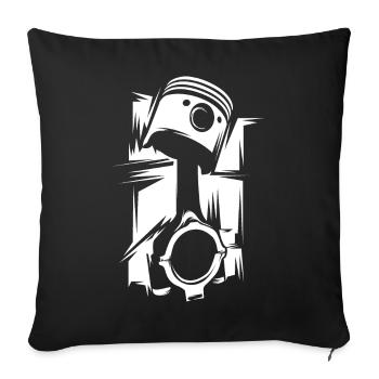 Icône d’atelier de moteurs de tuning d’illustration de piston - Housse de coussin décorative 45 x 45 cm - noir - Devant