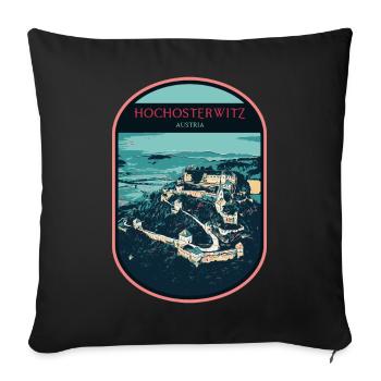 Illustration Schloss Hochosterwitz, Österreich - Sofakissenbezug 45 x 45 cm - Schwarz - Vorne