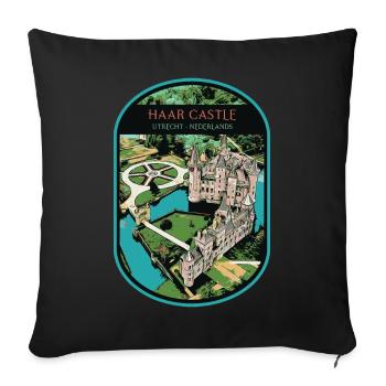 Illustration du château de Haar, Utrecht - Housse de coussin décorative 45 x 45 cm - noir - Devant