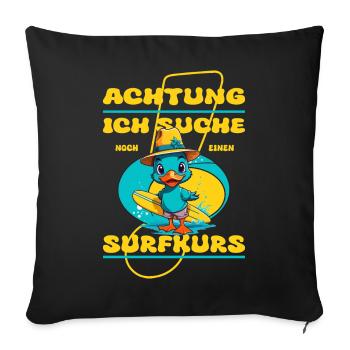 Cute duck with surfboard - Sofa pillowcase 17,3'' x 17,3'' (45 x 45 cm) - black - Front
