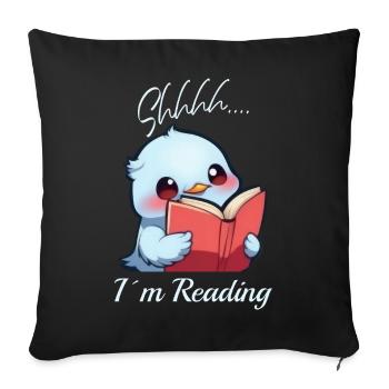 Bird with book - Sofa pillowcase 17,3'' x 17,3'' (45 x 45 cm) - black - Front