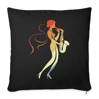 Saxophone Woman - Sofa pillowcase 17,3'' x 17,3'' (45 x 45 cm) - black - Front