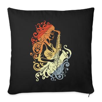 Vintage Saxophone Player - Sofa pillowcase 17,3'' x 17,3'' (45 x 45 cm) - black - Front