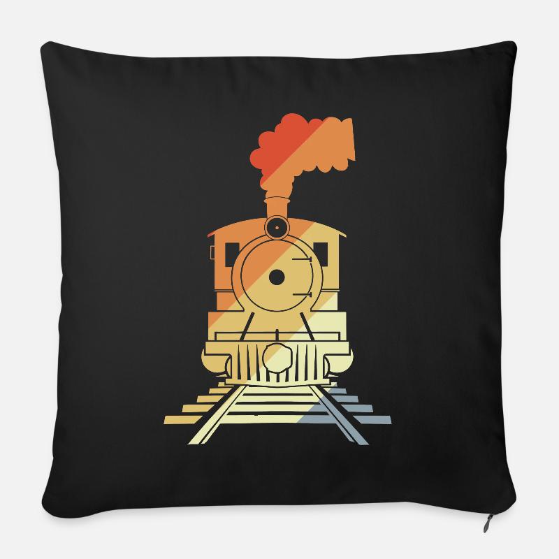 Eisenbahn Zeichnung Vintage Stil - Sofakissenbezug 45 x 45 cm - Schwarz