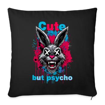 Lapin mignon mais psychopathe - Housse de coussin décorative 45 x 45 cm - noir - Devant