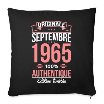 60th Birthday - Original - August 1965 - Sofa pillowcase 17,3'' x 17,3'' (45 x 45 cm) - black - Front